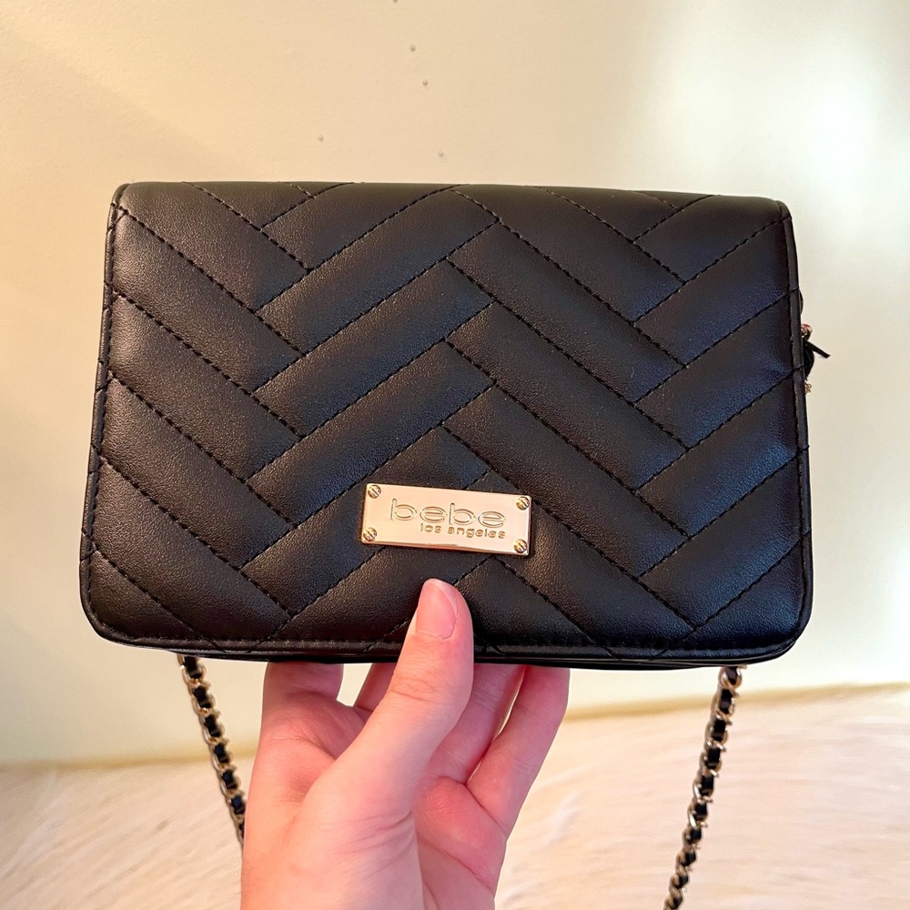 Bebe Black Quilted Crossbody Clutch Bag - Picture 3 of 9